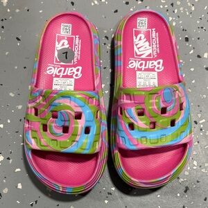 Vans Barbie Vibrant Slide Sandals - Pink, Green, Blue